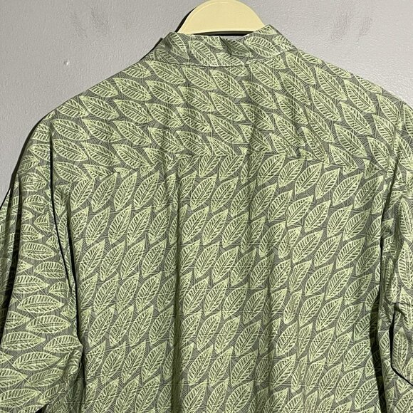 Tori Richard Hawaiian Button Shirt Men Size L Green Leaf Nature Tropical Pocket - Picture 4 of 12